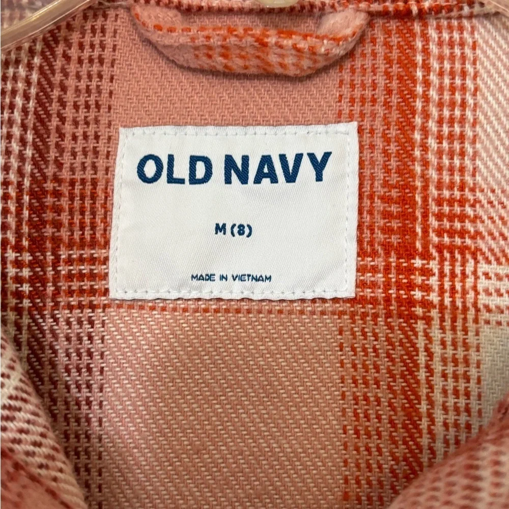 Old Navy Kids Pink and White Plaid Button Down Jacket Sz Medium (8)